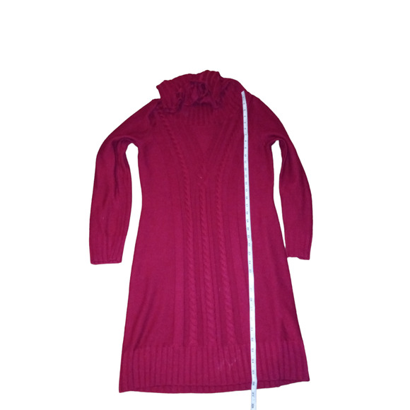 EUC Cynthia Rowley Cable Knit Turtleneck Sweater Dress - Maroon - Picture 3 of 7
